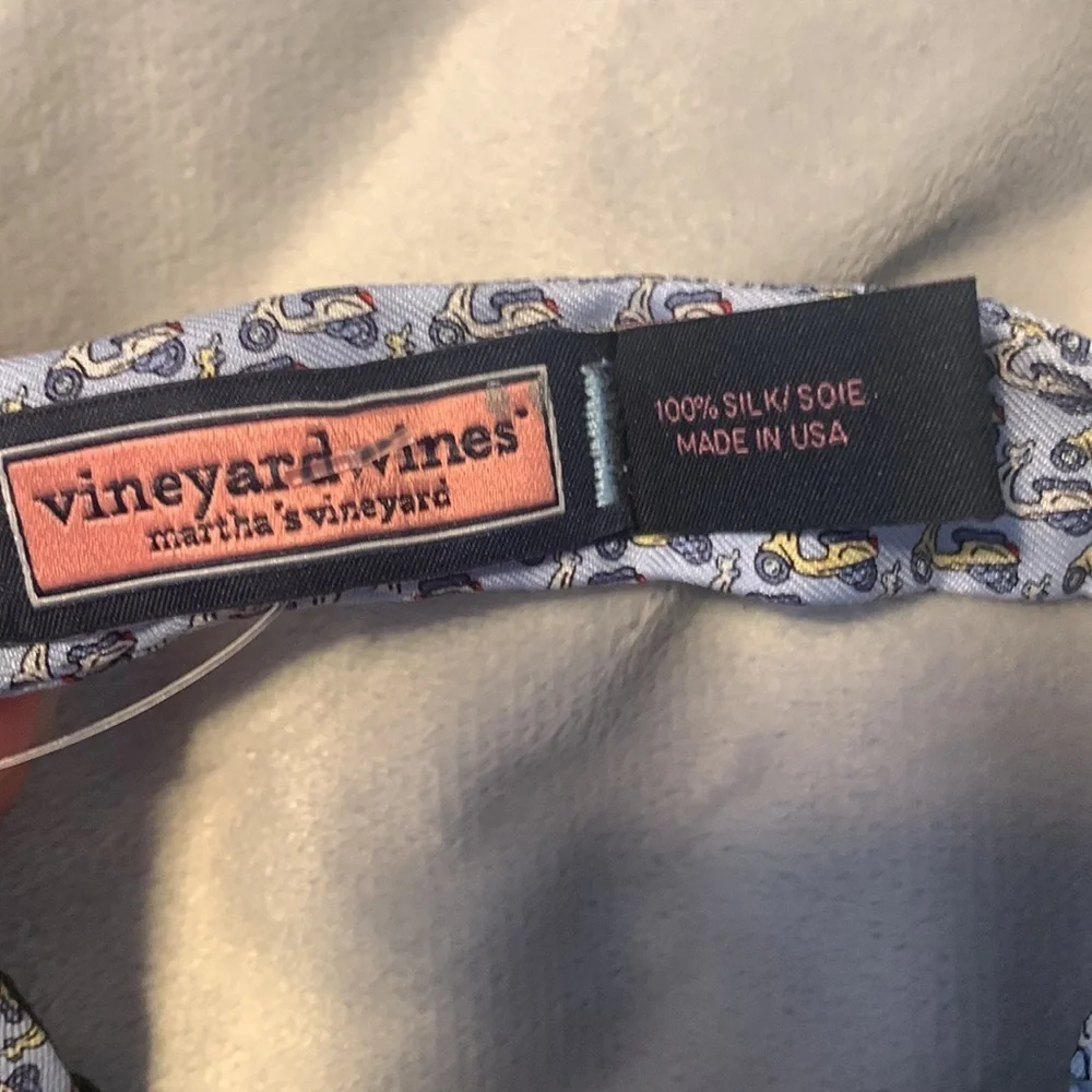 Vineyard vines boys light blue yellow white scooter moped Vespa silk size 49